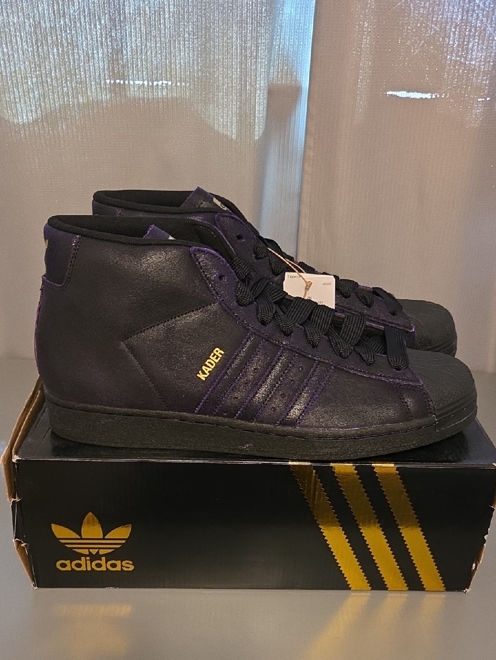 adidas Kader Mid-Top Sneakers in Black and Purple